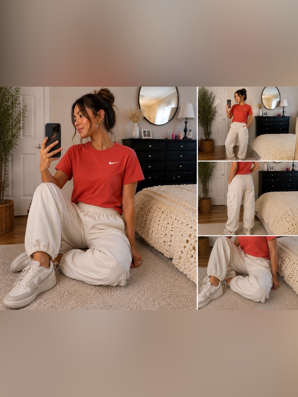 aerie Off-White Track Joggers
